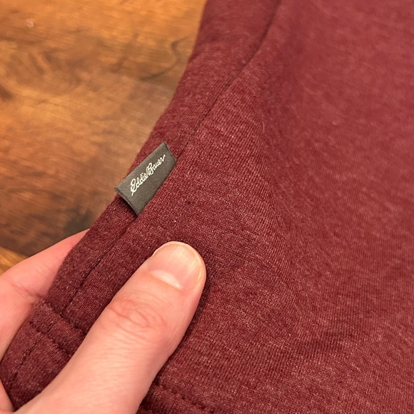 Eddie Bauer Large Office Red Wine Sherpa Lined Open Front Cardigan Jacket - Picture 6 of 6